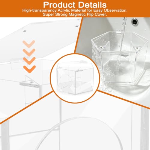 Kalekey Acrylic Hamster Sand Bath Box, Splash-Proof | Transparent acrylic box with magnetic flip lid & anti-kick baffle. Perfect for Syrian/dwarf hamsters. Easy-clean, 7.9*5.9*4.3