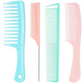 SALONSILK Dopamine Colorful 4PCS Professional Comb Set, Wide Tooth Rat Tail Fine Tooth Hair Combs, Braiding Cutting Barber Styling Curly Parting Set for Men and Women - color: Dopamine-4 PCS