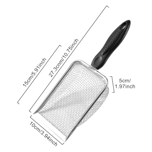 iayokocc Cat Litter Scoop,Stainless Steel Mesh Cat Litter Cleaner Corner Shovel, Long Handle Scooper Shovel Kitty Litter Scoop Easy to Clean, Cats Litters Shovel,Metal Garbage Shovel