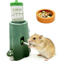 Hamster Water Bottle Adjustable Ceramic Hamster Water Dispenser No Drip Feeder with Food Bowl for Mice Rats Hedgehog Chinchilla Gerbil - color: Green