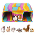 Guinea Pig Hideout with Tunnels, Toys & Cozy House - Soft Large Bed for Small Pets - Rainbow - color: Rainbow