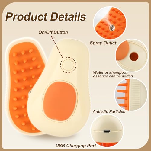 Cat Steam Brush, 3 in 1 Cat Steamy Brush, Silicone Massage Grooming Comb, Pet Hair Cleaning Misting Comb for Kittens(Avocado White) - color: Avocado White