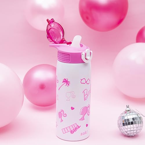 Zak Designs Barbie Sage 19oz Leak-Proof Straw Kids Water Bottle | BPA Free, Insulated Stainless Steel, Cupholder Friendly, Dishwasher Safe, Lid Lock, Handle, For School, Home, Travel, Outdoor - color: Barbie (Sage)