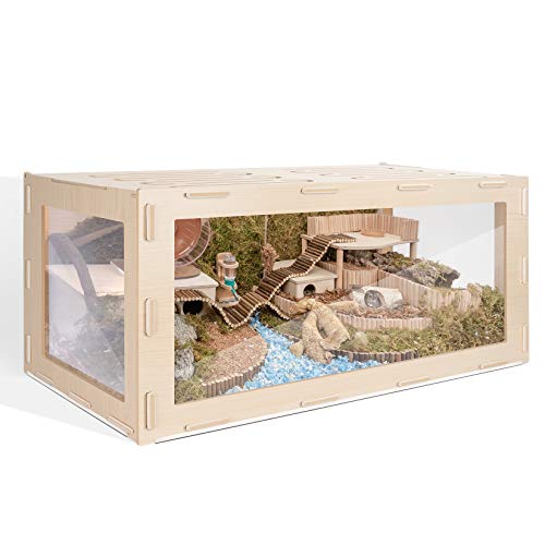 Niteangel Bigger World - MDF Aspen Terrarium for Hamster Gerbils Mice Lemming Degus or Other Small-Sized Pets (47.2 x 19.7 x 23.6 inches, Burlywood) - size: 47.2"L x 19.7"W x 23.6"H