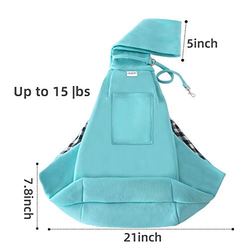 FDJASGY Small Pet Sling Carrier-Hands Free Reversible Pet Papoose Bag Tote Bag with a Pocket Safety Belt Dog Cat for Outdoor Travel Paleturquoise - color: Paleturquoise