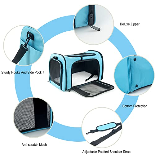 Soft Sided Carrier for Small Medium Cats Dogs,TSA Airline Approved Collapsible Travel Pet Carrier Medium Blue - color: Blue, size: Medium