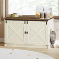 Hzuaneri Cat Litter Box Enclosure, Hidden Litter Box Furniture with Divider | Wooden Cat Cabinet with Removable Dividers, Reversible Entrance Left or Right Side, Cat Washroom, Rustic White Brown CB84714X - color: Rustic White and Brown, size: 39.4"L x 21.