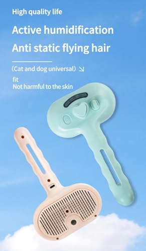 Pet Grooming Steam Brush, Pet Spray Hair Removal Comb, Anti-Static, Rechargeable, Comfortable Grip, for Dogs & Cats, Spray Hair Removal Comb, Steam Brush for Shedding & Grooming, Green - color: Green
