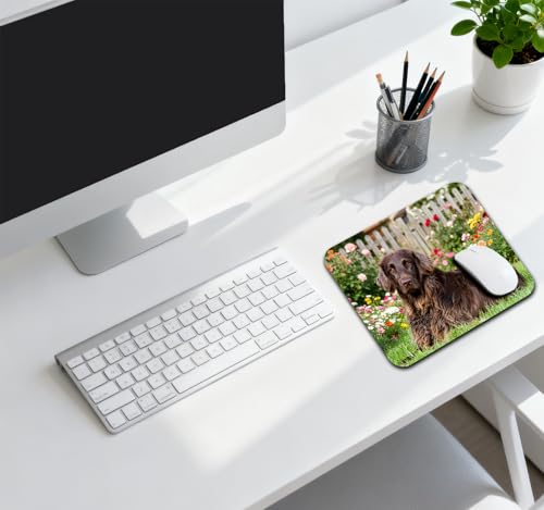 Adorable Fluffy Brown Retriever Mouse Pad, Chocolate Garden Pup Desk Mat | 9.5"x 7.9", Colorful Summer Flowers Garden Scenery, Cute Smooth & Anti-Slip Mousepad - color: Colorful Design Wknoon-Art 14