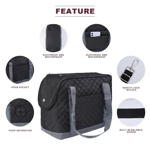 Dog Carriers for Small Dogs Puppy Purse Carrying Bag for Dog 0-11lbs Tote Bag Carrier with Pocket for Cat,Dog,Rabbit Under 11lbs Outdoor Puppy Carrier (Black, L15 * W7.5 *H 11.8 ")