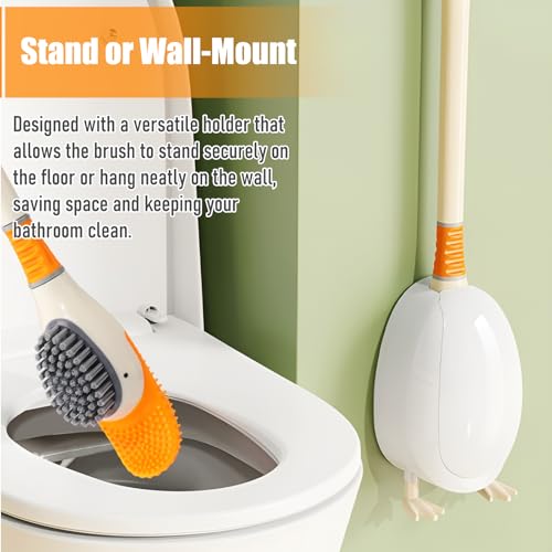 Honeydak Funny Swan Duck Toilet Bowl Brush and Holder Cute Toilet Brush Cleaner Scrubber Set Novelty Animal Girly Unique Creative Bathroom Decor with Plastic Long Handle for Deep Cleaning(White,Duck) - color: White, style: Duck