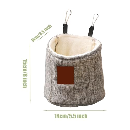 Sugar Glider Hanging Sleeping Pouch, Warm Soft Bed for Small Pets | Double layer thick construction, machine washable fabric,enclosed privacy nest, resting shelter for small pets - color: Grey