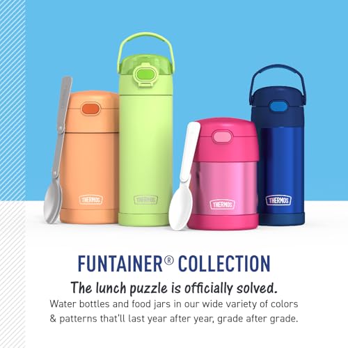 THERMOS FUNTAINER Water Bottle with Straw, 12oz, Batman | Kids Stainless Steel Insulated Water Bottle, Keeps Drinks Cold Longer for School & Play, BPA-Free - color: Batman, size: 12 Ounces