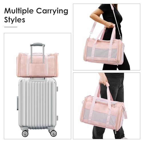 Fashion Leather Dog Carrier, Airline Approved Cat Carrier Soft Sided Pet Bag Carrier Purse for Puppy Kitten Small Animals Pink - color: Pink