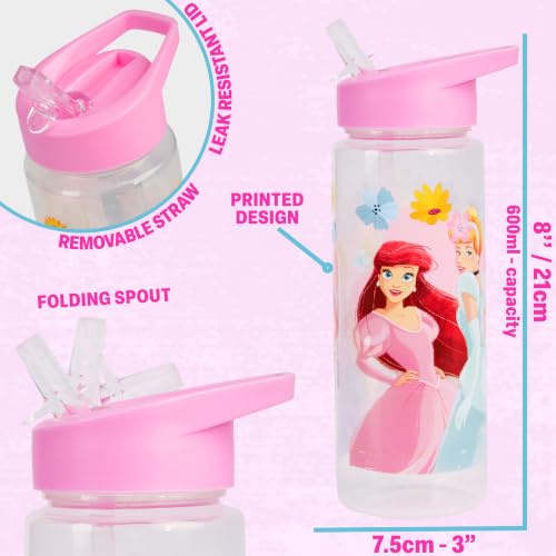 Get Trend Disney Princess Girls Lunch Box 3Pc Set | Kids Insulated Lunch Bag with BPA-Free Water Bottle and Bento Box, Back to School Gifts for Girls - color: Pink Princess