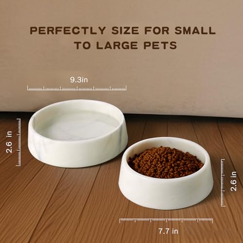 SAMAH White Marble Dog Bowl, Non-Slip Dog Food Water Bowl, Small Weighted Stone Dish, Natural Marble Heavy Pet Bowl, Easy to Clean, Gifts for Cat Lovers, Perfect Cat Dog Gifts, Holds 4 Cups(5 lbs) - color: White, size: S