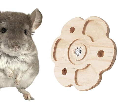Chinchilla Chew Toys - Natural Wood Rotating Cage Accessories for Teeth Grinding | Interactive Hanging Exercise Toy with Safe Chew Design | Chinchilla Cage Toys for Playtime & Dental Health - color: Floral