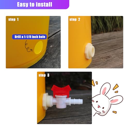 Rabbit Watering Bucket Connector Kit, Bulkhead & Ball Valve for 5/17" Hose | 2Pcs rabbit watering bucket connector kit, bulkhead fitting, barb valve & mesh washer 5/17" hose, automatic dispenser poultry - color: 2Pcs