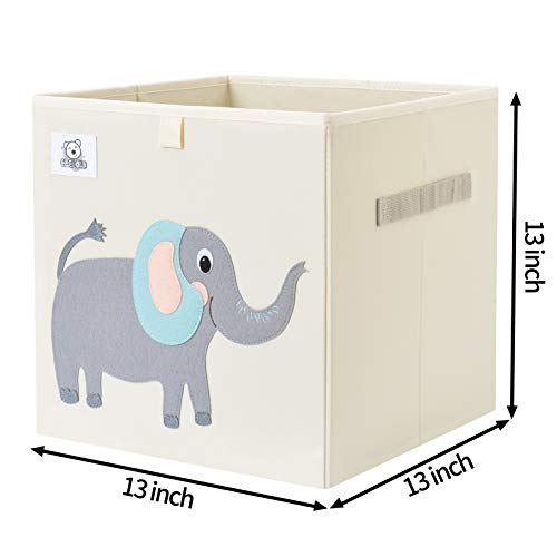 13 Inch Animal Cube Storage Bins, Foldable Fabric Kids Toy Box & Toy Chest | Kids Storage Cubes, Toy Storage Organizer Basket for Toddlers, Boys and Girls, Playroom and Nursery (Cute Elephant) - color: Cute Elephant