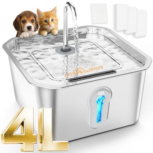 4L Large Cat Water Fountain for Multiple Cats Pet Water Fountain for Drinking Watering Supplies Pets Dog Small Animal Automatic Cat Water Dispenser for Cats Quiet Indoor