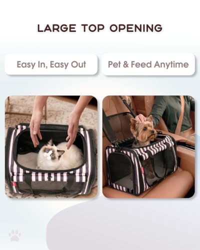 Cat Carrier, Soft Sided Travel Pet Carrier with Top Loading, Striped | Top Load Pet Crate for Large Cat Small Dog Puppy up to 20 Lbs, Breathable Mesh Kennel for Airline Car Travel, Striped - color: Striped