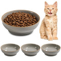 Cat Bowl Set of 3, Non Slip Dish Pet Cat Food Bowls, Shallow Water Bowl Cat Feeding Wide Bowls to Stress Relief of Whisker Fatigue, Pet Bowl for Dogs Rabbits Puppy Birds(Safe Food-Grade Ceramic) Gray - color: Grey