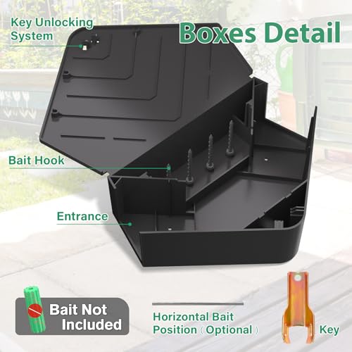 Anblak 1 Pack Rat Station Box with Keys, Rodent Station Keeps Rats Away, Keeps Children and Pets Safe, Key Unlocking, Reusable & Long-Lasting, Indoor & Outdoor - size: 1