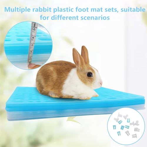 Hamiledyi 8Pieces Rabbit Feet Pad Hole Leak Water Design for Plastic Bunny Cage Mat Foot Resting Pad - color: 4 white +4 blue