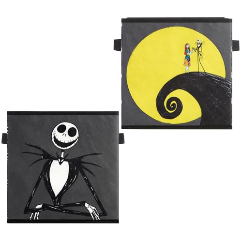 Nightmare Before Christmas Jack and Sally Set of 2 Durable Storage Cubes with Handles, 10"x10"x10" Cubes - color: Nightmare Before Christmas