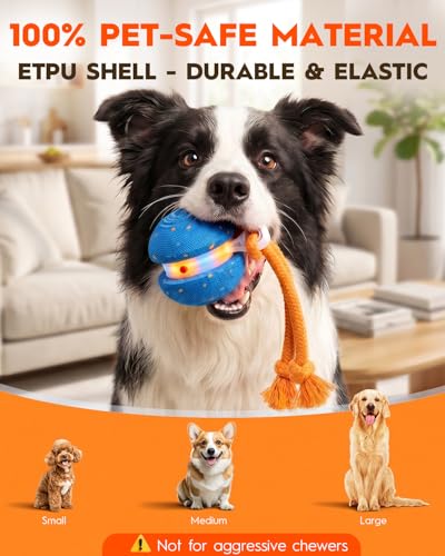 Xeuch Interactive Dog Toys, Automatic Irregular Moving and Rolling Dog Ball | 2 Speed Modes, E-TPU Material, Motion Activated Pet Toys with Rope for Dogs Puppies, Dog Stimulation Toy Blue