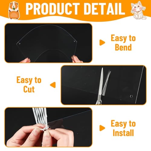 PETKNOWS 12 Pack 11.8x5.9 inch Clear Cage Edge Liner Protection for Rabbit | Clear PVC, Guinea Pig and Rabbit, Cage Edge Liner Protection and Urine Guard , 50 Zip Ties Included - color: Transparent, size: 30X15 CM