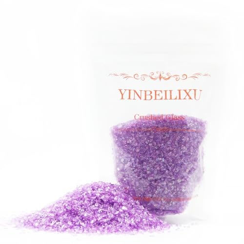 Crushed Glass Glitter, Broken Stones Shattered Glass Chips for Resin Art Crafts, Epoxy Resin Supplies, Geod Painting, DIY Art Projects, Jewelry Making, 2-4mm, 200g/7oz (Dark Purple) - color: Dark Purple