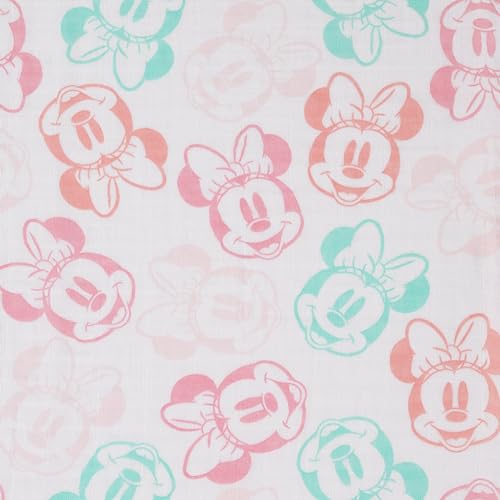 NoJo Disney 3 Piece Muslin Swaddle Set Minnie Mouse Blankets 44x44 Inches, Soft 100% Cotton Muslin Wonderful Baby Gift - color: Minnie Mouse Pink, Aqua, and White