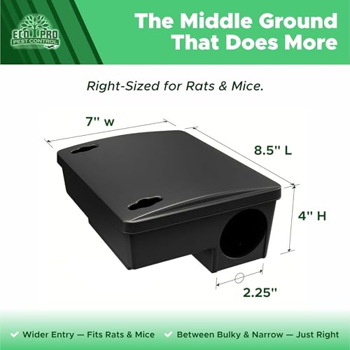 Mouse Bait Station 2 Pack Medium Size, Tamper Resistant Lockable Bait Boxes Indoor Outdoor, High Capacity Mid Size Rodent Bait Box with Key, Reusable Weather Resistant Pest Control - size: 2-Pack Medium