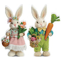 DoubleFill 2 Pcs Easter Bunny Figurine Easter Wooden Bunny Figurines Table Decoration for Spring Gifts Home Office Centerpiece Decor Party Supplies - style: Trendy Style