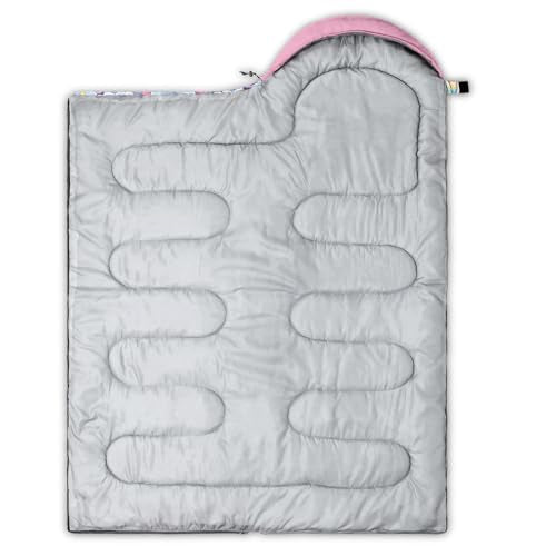 HOSIMA Dear Hunting Pattern Cold Weather Sleeping Bags for Kids Adults. | Black Light Weight Waterproof Sleeping Bags for Outdoors Hiking - color: Pink-a