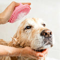 1pc Pet Bathing Brush With Adjustable Circular Handle, Non-Slip Grip, Soft Silicone Bristles for Dog & Cat Grooming, Shampooing, Massaging - Ideal for Bathing, Pink