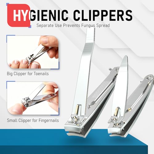 firiKer Nail Clippers with Nail File,Fingernail Clipper,Toe Nail Clippers | Nail Clipper Set (Silver), Large for Toenails,Small for Fingernails, Used Separately, Ideal Gift for Men and Women - color: Silver