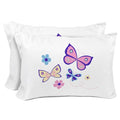 Sunny Side Up Flutter 2 Pack Reversible Pillowcases - Double Sided Pillow Covers, Kids Super Soft Buttergly & Floral Bedding - color: White - Flutter