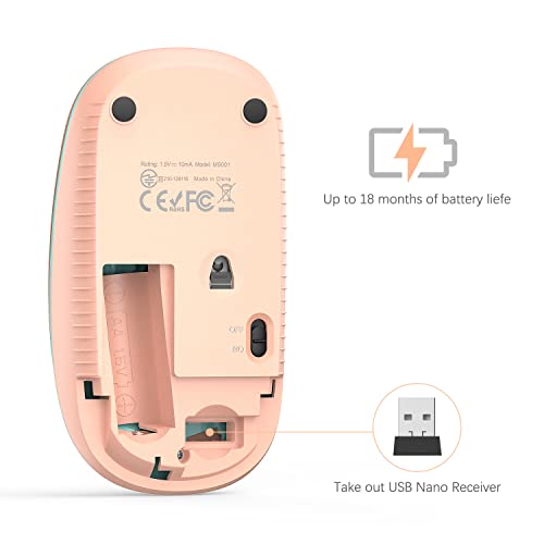 VssoPlor Wireless Mouse, 2.4G Slim Computer Laptop Mouse, Orange to Green | Portable Mouse, Plug & Play USB Nano Receiver, Quiet Silent Optical Mice for Notebook, PC, Laptop, Computer, Windows, Mac - color: Orange to Green