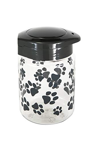 Lixit® Dog Treat Plastic Jar - Airtight Food and Treat Storage Jars for Dogs, Cats, Small Animals and Birds - Made in USA (Paw Prints - Gray, 64 Ounce (Pack of 2)) - size: 64 Ounce (Pack of 2)