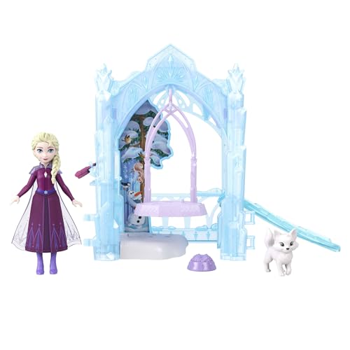Mattel Disney Frozen Elsa ICY Animal Hideaway Doll & Playset | Elsa Small Doll w/ Removable Skirt, 2 Animal Figures, Slide & Accessories, Storytime Stackers, Inspired by Movie