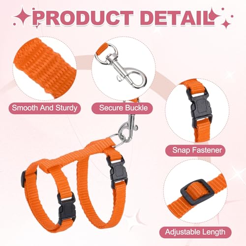 Rabbit Harness and Leash, Escape Proof Bunny Cat Leash Small Animal Harness Soft Adjustable Buckle(2Pcs, Orange/Purple) for Bunny Kitten Cats Puppies Walking Hiking Training - color: Orange/Purple