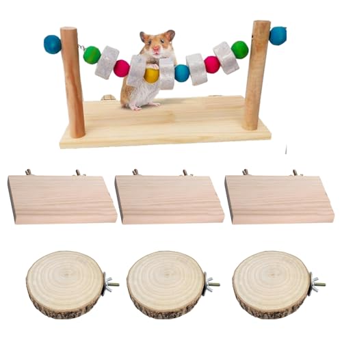Chinchilla Platform Ledge Wood Hamster Stand Platform Board Shelf Bridge Rats Climbing Toys Cage Accessories for Chipmunks Squirrels Sugar Gliders Mice Parrots