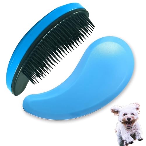 Small Dog Brush, Soft Puppy Brush, Massage Pet Grooming Tool | Small Dog Brush, Soft Pet Grooming Brush for Shih Tzu Yorkie Maltese, Puppy dog Cat Massage Brush for Small Animal - color: blue