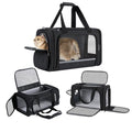 Cat Carrier Pet Travel Carrier by Airplane Approved Under Seat, TSA Airline Approved Soft-Sided Carrier Bag for Cats, Dogs, 17.5 x 8.5 x 11 Inches, Black - color: Black