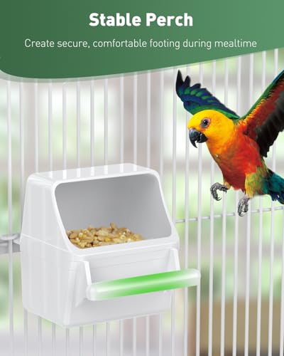 Pawfly 2 Pcs Bird Feeder, Hanging Plastic Water Dispenser with Hooks, Food Bowl for Small Parakeet Cockatiel Canary Parrot - size: 2 PC