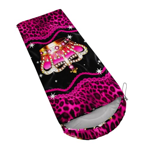 QOOMO Camping Sleeping Bags,3 Season Warm & Cool Weather,Lightweight,Waterproof Sleeping Bags for Adults & Kids,Traveling,and Outdoors,Camping Gear Equipment - color: pink crown