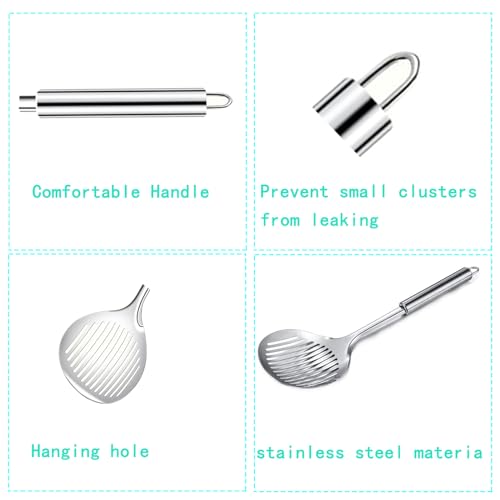 Cat Litter Scooper Accessories, Cat Litter Scoop Metal Cat Poop Sifter Pet Supplies with Non-Slip Long Handle Home Cat Scooper Stainless Steel Poop Sifting Cleaning for Litter Box