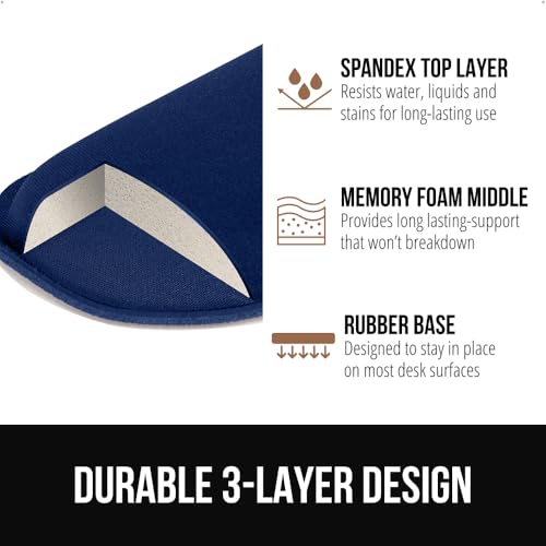 GORILLA GRIP Silky Memory Foam Keyboard Wrist Rest and Mouse Pad for Computer, Ergonomic Typing Support, Desk Office Supplies Gaming Accessories, Hand & Arm Mousepad Cushions and Coaster Set Navy Blue - color: Navy Blue, size: Set of 4 (2 Wrist Rests + Co